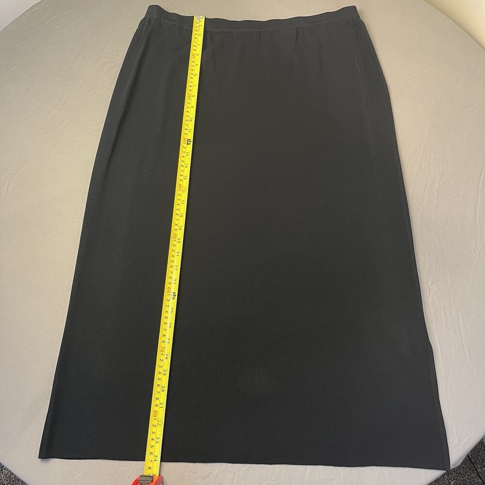 Ming Wang Black Maxi Skirt 1X Black Pull On Elastic Waist, Stretch, Slit Womens - Picture 7 of 11